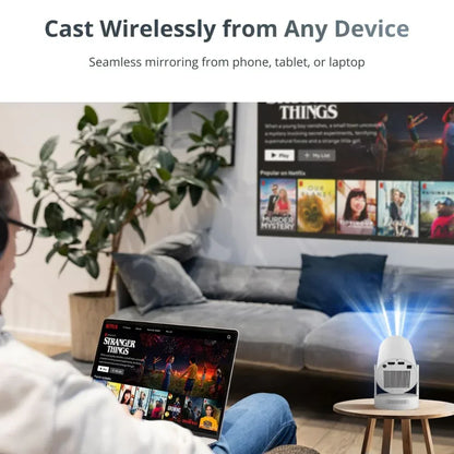 CinemaBeam Projector – Your Home Theater Anywhere | WiFi Bluetooth Smart Projector with Built In Apps & 130 Inch Display Neriona