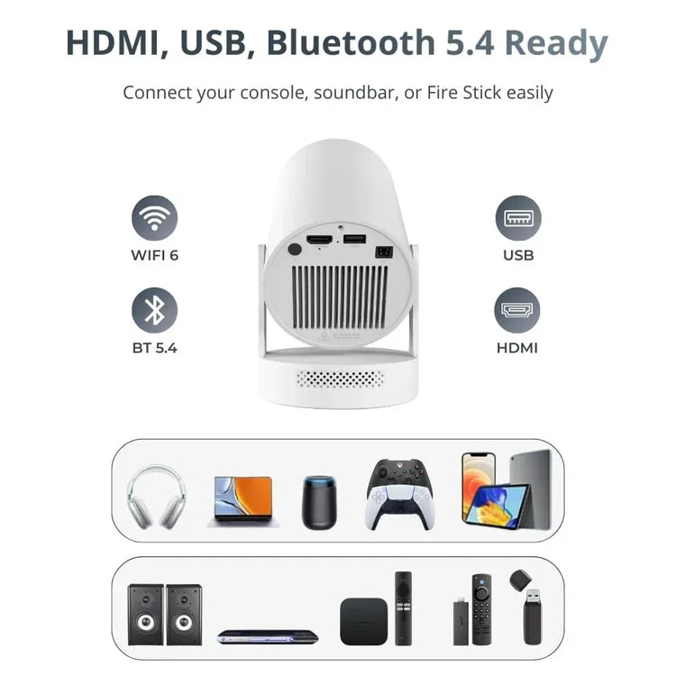 CinemaBeam Projector – Your Home Theater Anywhere | WiFi Bluetooth Smart Projector with Built In Apps & 130 Inch Display Neriona