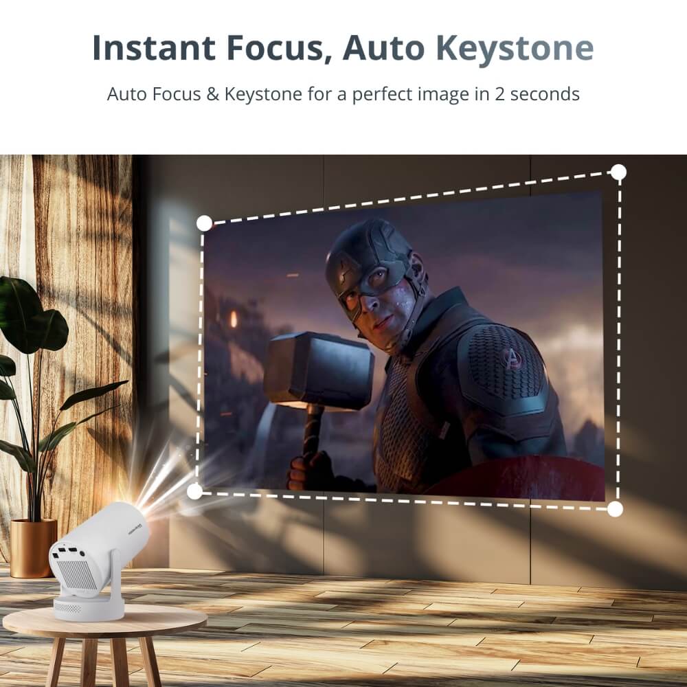CinemaBeam Projector – Your Home Theater Anywhere | WiFi Bluetooth Smart Projector with Built In Apps & 130 Inch Display Neriona