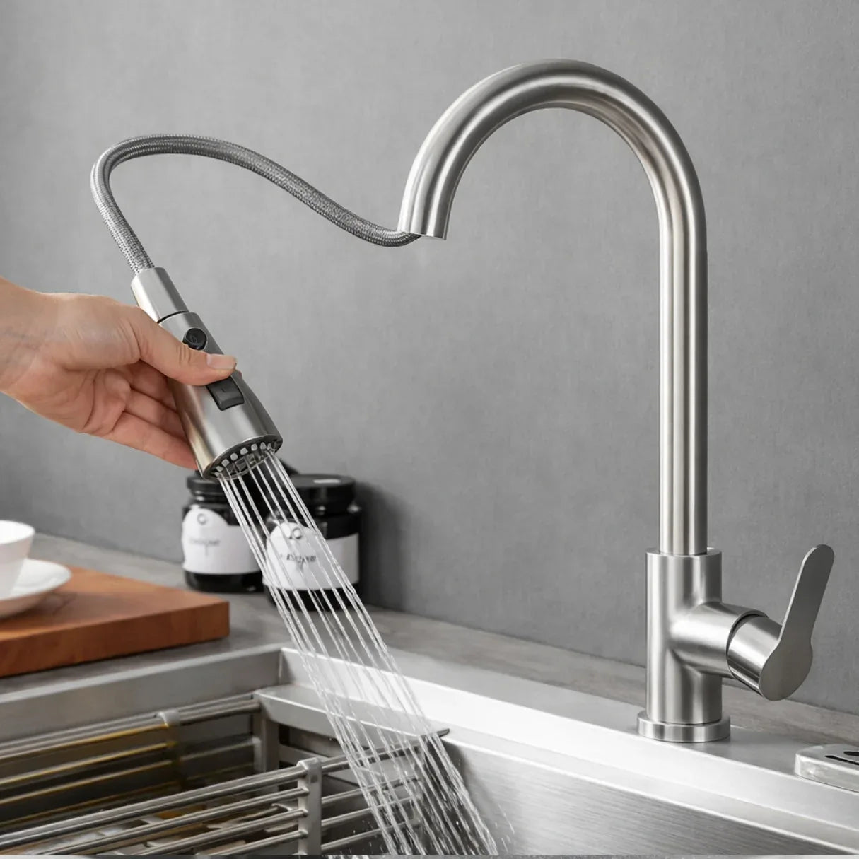 Pull Out Kitchen Faucet – Flexible Spray With Clean Design | Sink Tap With Swivel Spout And Dual Spray For Easy Everyday Use Neriona Brushed Nickle B