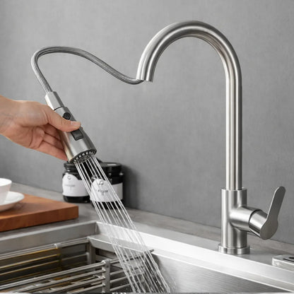 Pull Out Kitchen Faucet – Flexible Spray With Clean Design | Sink Tap With Swivel Spout And Dual Spray For Easy Everyday Use Neriona Brushed Nickle B