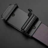 Men’s Leather Belt - Automatic Buckle Adjustable | Cowhide Belt for Business Casual Jeans and Everyday Wear No Holes Design Neriona