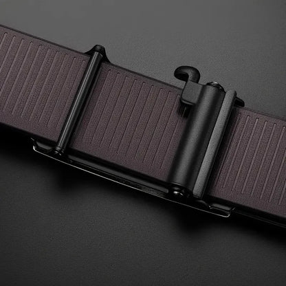 Men’s Leather Belt - Automatic Buckle Adjustable | Cowhide Belt for Business Casual Jeans and Everyday Wear No Holes Design Neriona