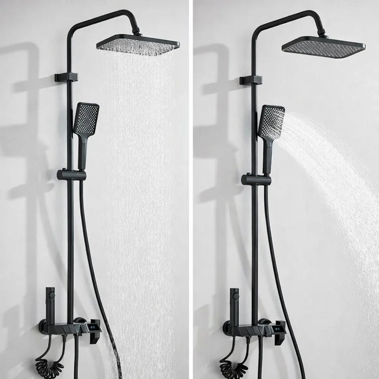 Luxury Shower System – Matte Black With Architectural Design | Rainfall Set With Digital Display And Multi Function Control Neriona