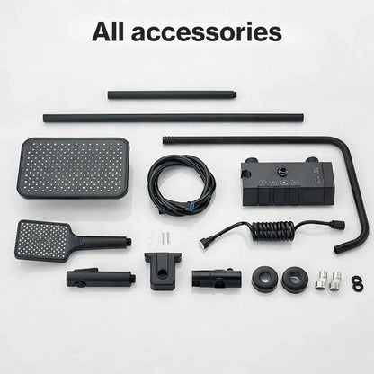 Luxury Shower System – Matte Black With Architectural Design | Rainfall Set With Digital Display And Multi Function Control Neriona