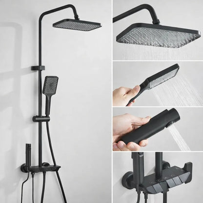 Luxury Shower System – Matte Black With Architectural Design | Rainfall Set With Digital Display And Multi Function Control Neriona