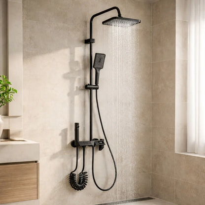 Luxury Shower System – Matte Black With Architectural Design | Rainfall Set With Digital Display And Multi Function Control Neriona