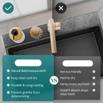 Diatomite Sink Faucet Mat | Fast-Absorbing Countertop Drying Tray for kitchen