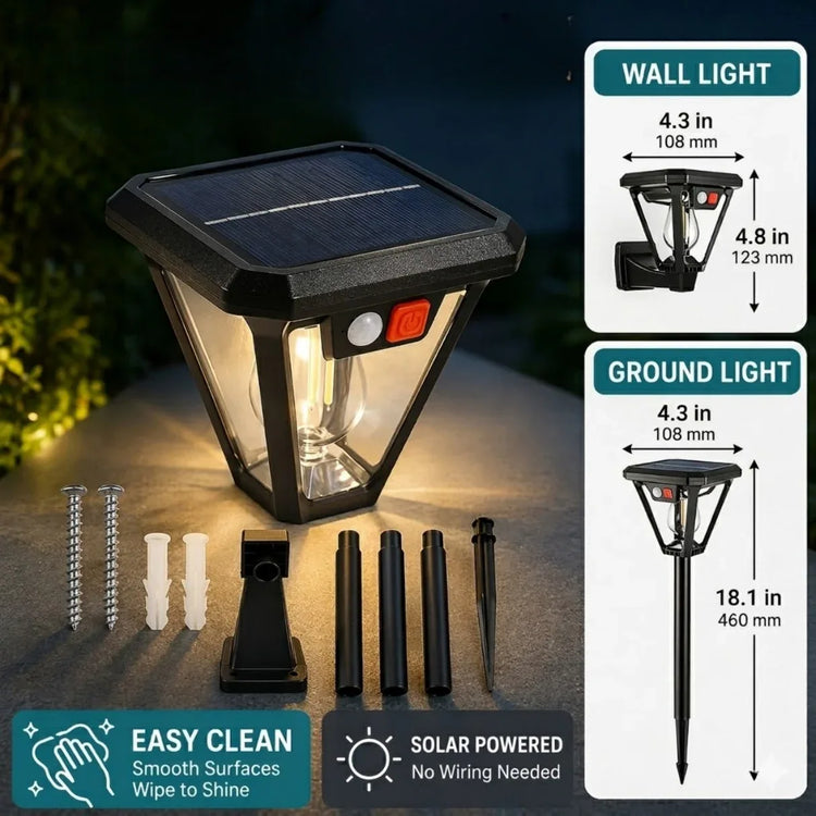 Solar Outdoor Light – 2 In 1 Wall Or Ground Design | Motion Sensor Light For Garden Or Pathway With Automatic Night Lighting Neriona