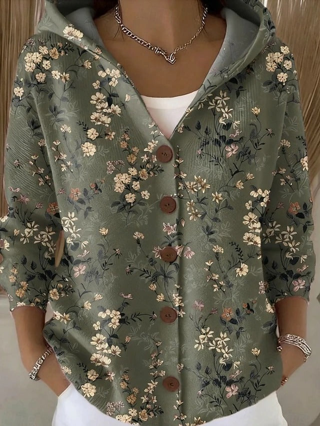 Elara – Hooded Button Cardigan | Cozy Knit Sweater For Everyday Comfort Sweater Neriona Dark Green