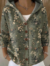 Elara – Hooded Button Cardigan | Cozy Knit Sweater For Everyday Comfort Sweater Neriona Dark Green