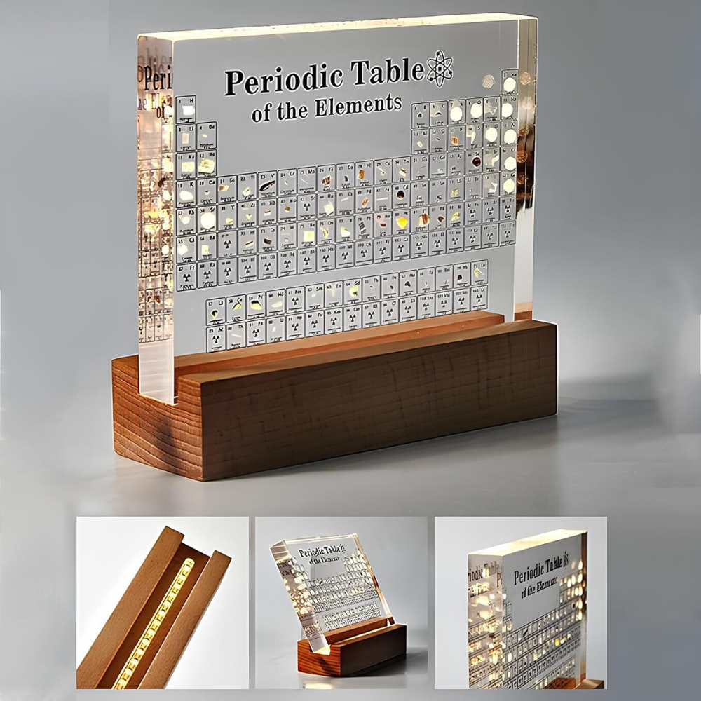 Periodic Table with Real Elements | Illuminated Acrylic Element Table for Desk Decor Office and Science Gifts Neriona