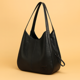 Evelyn – Vintage Leather Handbag Set | 4-Piece Tote Bag & Crossbody Purse Collection Neriona Black