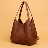 Evelyn – Vintage Leather Handbag Set | 4-Piece Tote Bag & Crossbody Purse Collection Neriona Brown