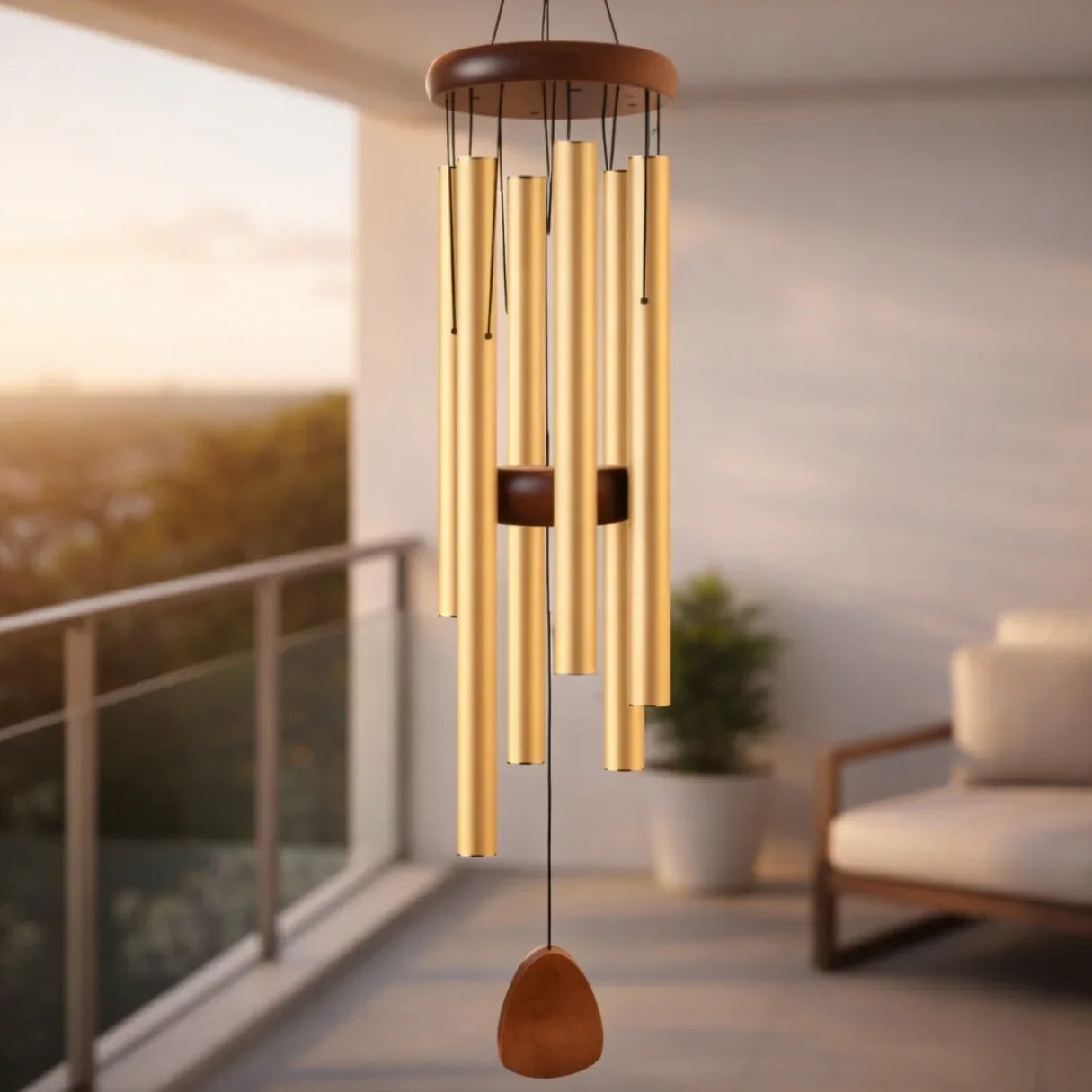 Wind Chimes – Deep Tone With Natural Calm Sound | Aluminum Chimes For Garden Or Patio With Soft Ambient Sound Neriona Gold Wind Chimes