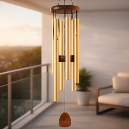 Wind Chimes – Deep Tone With Natural Calm Sound | Aluminum Chimes For Garden Or Patio With Soft Ambient Sound Neriona Gold Wind Chimes