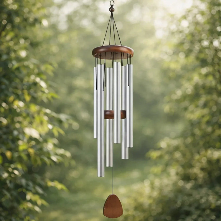 Wind Chimes – Deep Tone With Natural Calm Sound | Aluminum Chimes For Garden Or Patio With Soft Ambient Sound Neriona Silver Wind Chimes