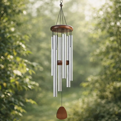 Wind Chimes – Deep Tone With Natural Calm Sound | Aluminum Chimes For Garden Or Patio With Soft Ambient Sound Neriona Silver Wind Chimes
