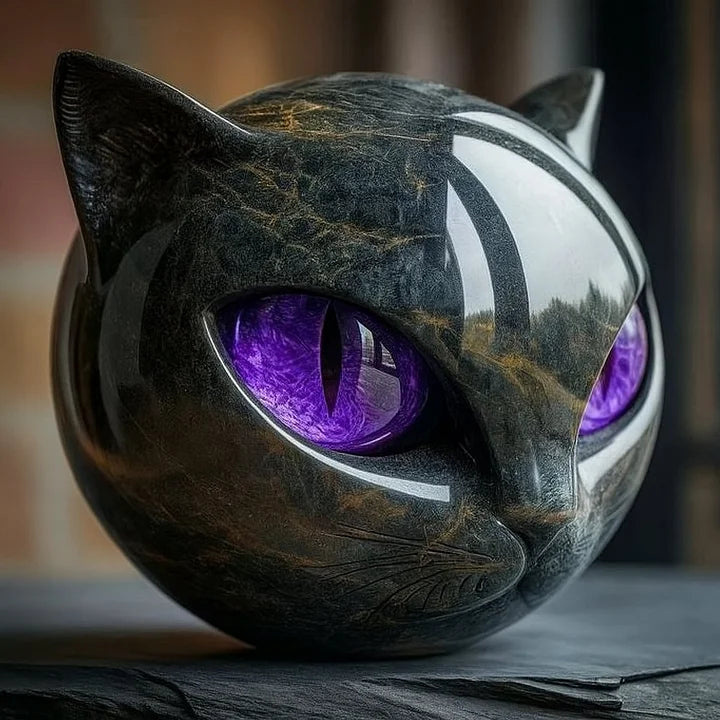 Velora – Black Cat Head Sculpture | Modern Resin Cat Statue For Home & Desk Decor