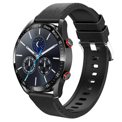 Non-Invasive Blood Glucose Test Smartwatch | Bluetooth Calling Fitness Watch with Heart Rate, Sleep and Health Monitoring Neriona Black Leather Strap