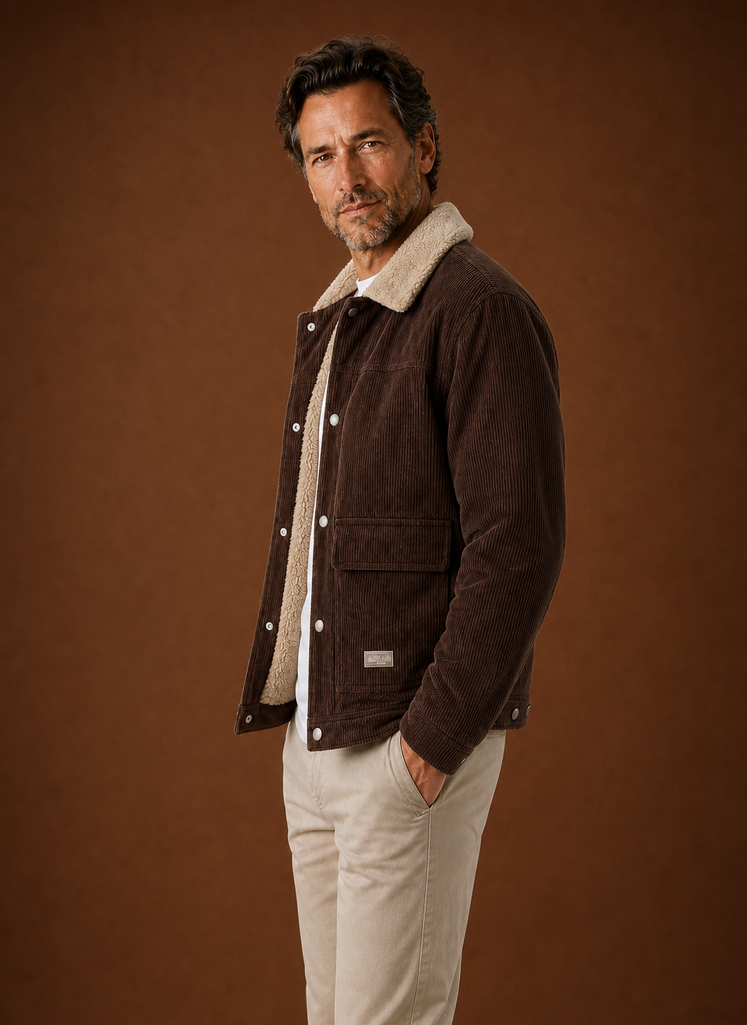 Men's Corduroy Sherpa Lined Winter Jacket | Corwin