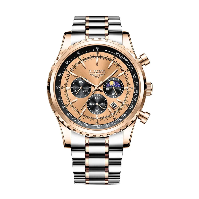 The Monarch Watch – Stainless Steel Quartz Watch | Bold Luxury Watch for Business, Evening & Everyday Wear Neriona Champagne