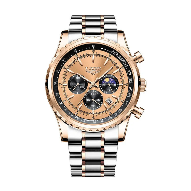 The Monarch Watch – Stainless Steel Quartz Watch | Bold Luxury Watch for Business, Evening & Everyday Wear Neriona Champagne