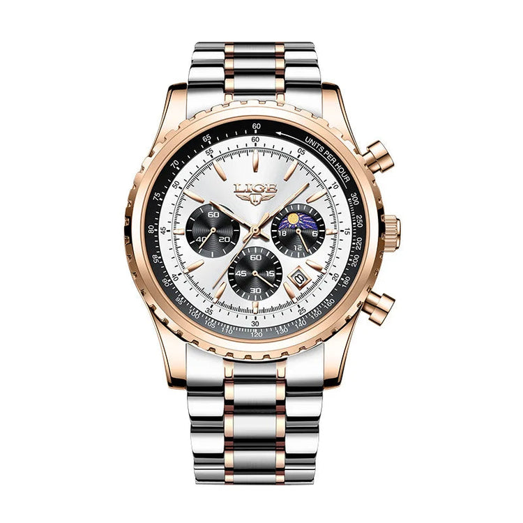 The Monarch Watch – Stainless Steel Quartz Watch | Bold Luxury Watch for Business, Evening & Everyday Wear Neriona Pearl