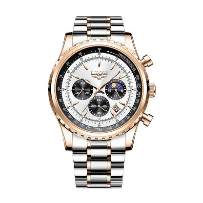 The Monarch Watch – Stainless Steel Quartz Watch | Bold Luxury Watch for Business, Evening & Everyday Wear Neriona Pearl
