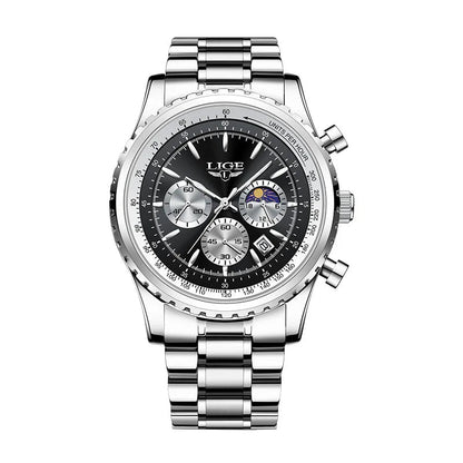 The Monarch Watch – Stainless Steel Quartz Watch | Bold Luxury Watch for Business, Evening & Everyday Wear Neriona Obsidian