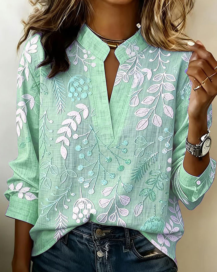Lillian – Floral V-Neck Blouse | Lightweight Dressy Top For Everyday Elegance Blouses & Shirts Neriona Green