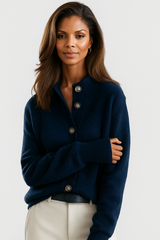 Calla – Classic Button Cardigan, Blue - Cole & May