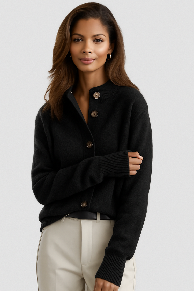 Calla – Classic Button Cardigan, Black - Cole & May