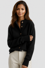 Calla – Classic Button Cardigan, Black - Cole & May