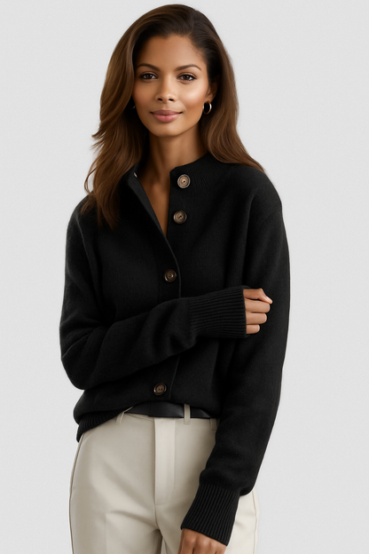 Calla – Classic Button Cardigan, Black - Cole & May