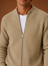 Men's Full Zip Knit Cardigan – Cardigan, Khaki - Cole & May