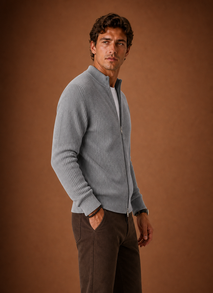 Men's Full Zip Knit Cardigan – Cardigan, Grey - Cole & May