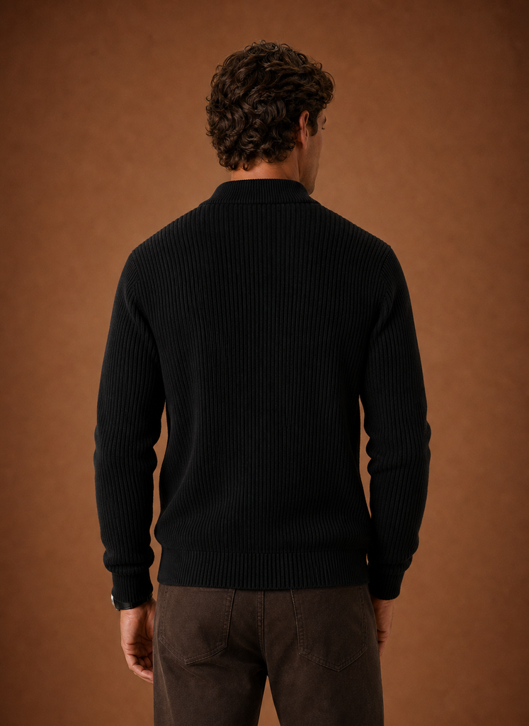 Men's Full Zip Knit Cardigan – Cardigan, Black - Cole & May