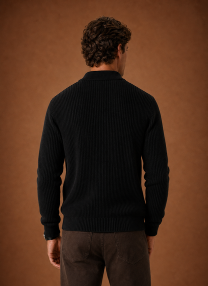 Men's Full Zip Knit Cardigan – Cardigan, Black - Cole & May