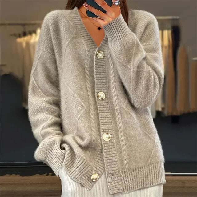 Lena – Cashmere Button Cardigan, Gray - Cole & May