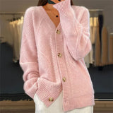 Lena – Cashmere Button Cardigan, Pink - Cole & May