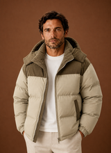 Callum – Hooded Puffer Jacket | Corduroy Collar Trim