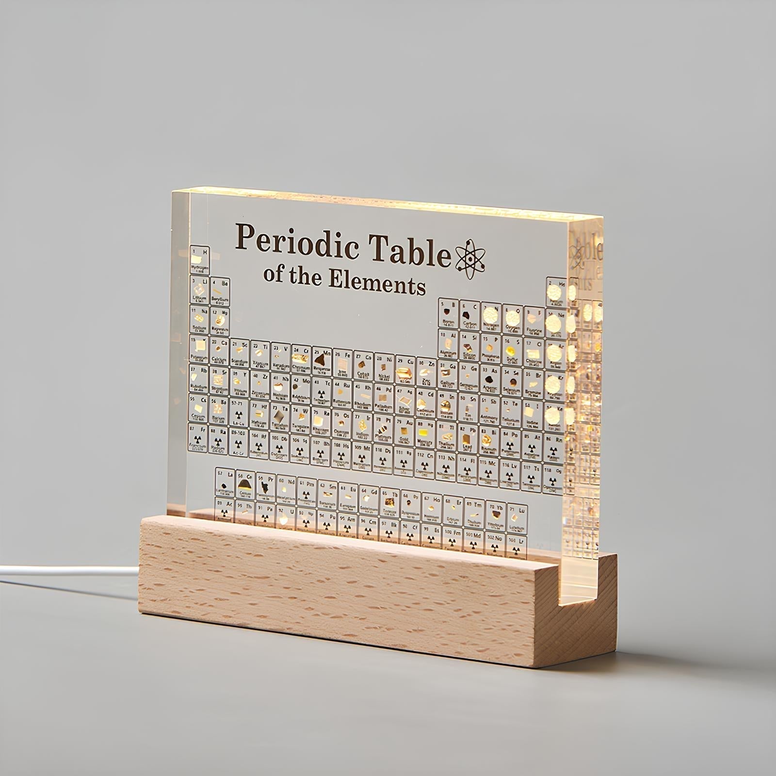 Periodic Table with Real Elements | Illuminated Acrylic Element Table for Desk Decor Office and Science Gifts Neriona