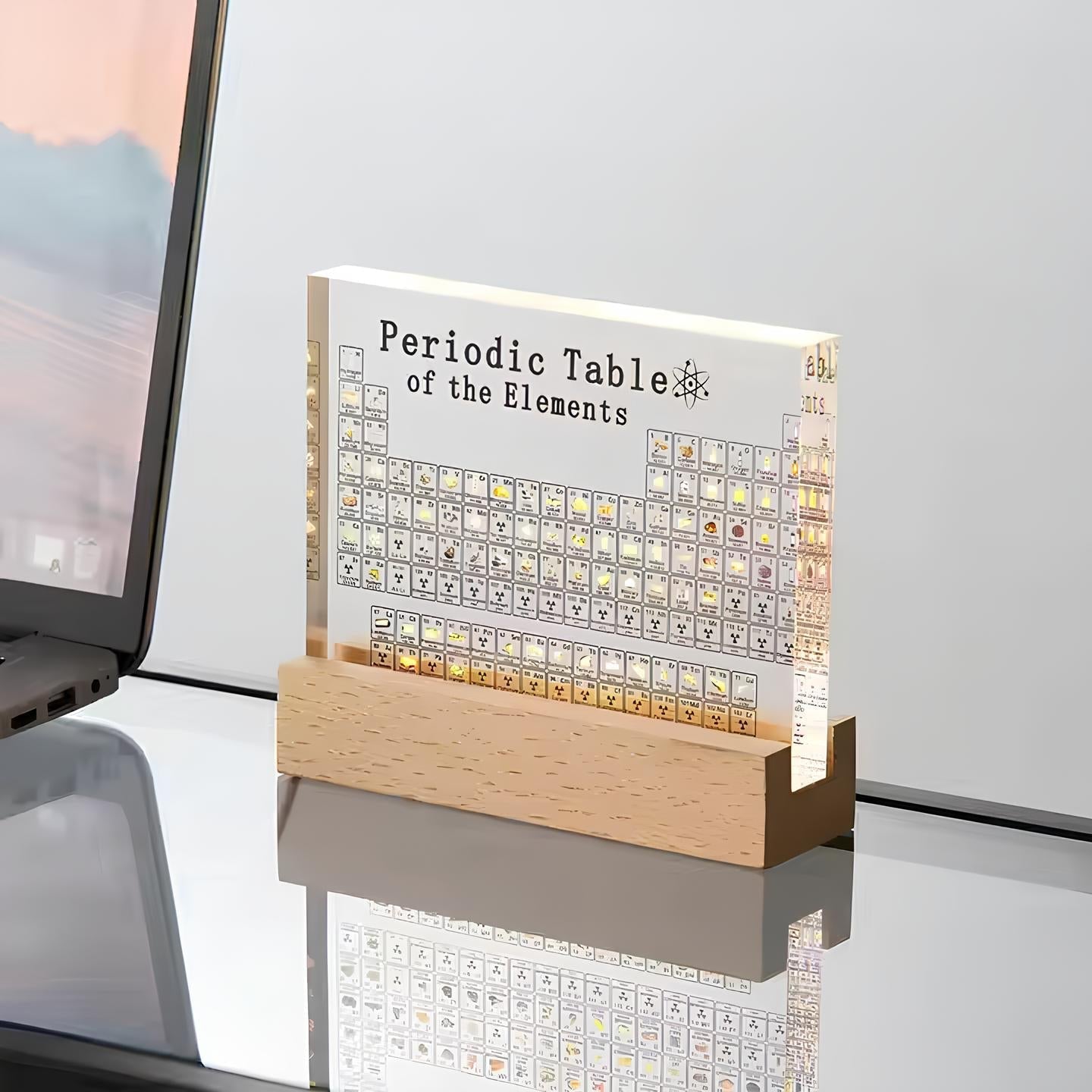 Periodic Table with Real Elements | Illuminated Acrylic Element Table for Desk Decor Office and Science Gifts Neriona