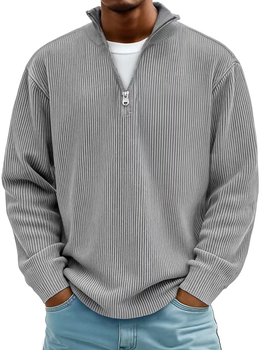 Maverick – Half-Zip Knit Sweater | Men's Casual Pullover For Everyday Comfort Neriona Gray