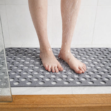 Non Slip Bath Mat – Strong Grip With Suction Base | Shower Mat With Drain Design For Stable And Safer Use In Bathroom Neriona Gray