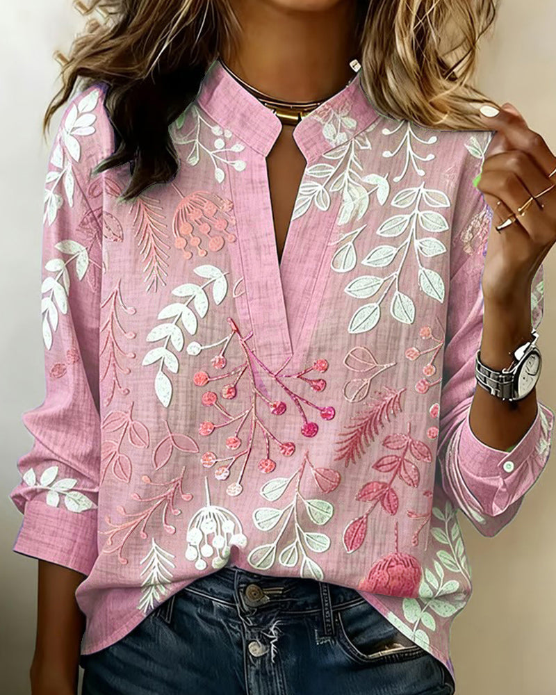 Lillian – Floral V-Neck Blouse | Lightweight Dressy Top For Everyday Elegance Blouses & Shirts Neriona Pink