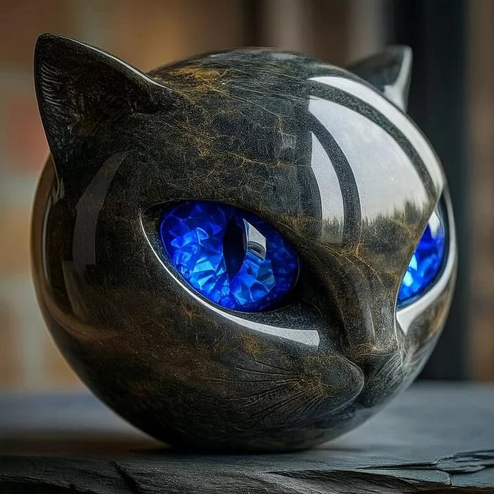 Velora – Black Cat Head Sculpture | Modern Resin Cat Statue For Home & Desk Decor