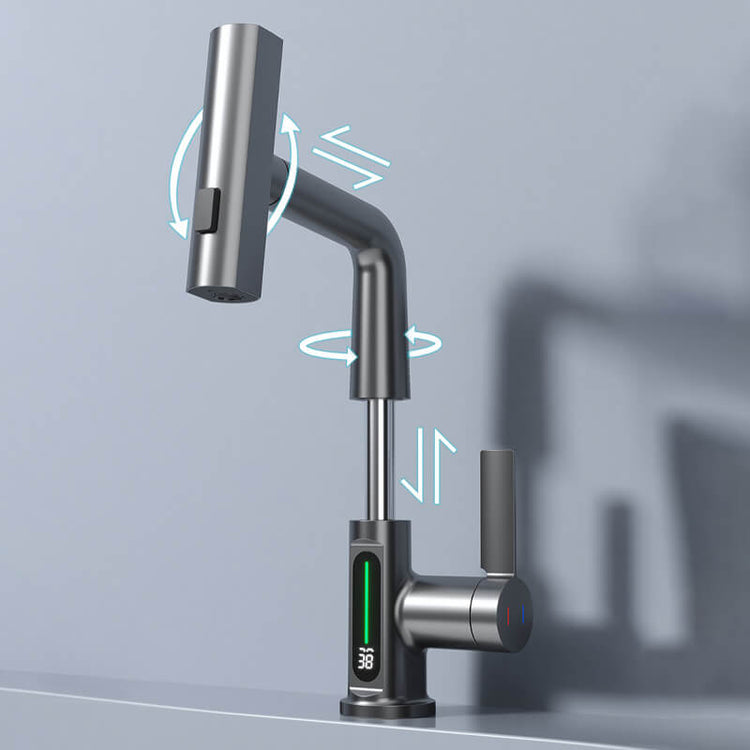 Pull Out Kitchen Faucet with 5 Modes | LED Temperature Display Tap with Retractable Hose and 360° Rotation Bathroom Accessories Neriona