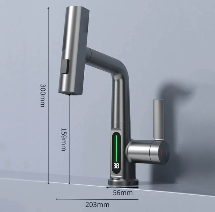 Pull Out Kitchen Faucet with 5 Modes | LED Temperature Display Tap with Retractable Hose and 360° Rotation Bathroom Accessories Neriona